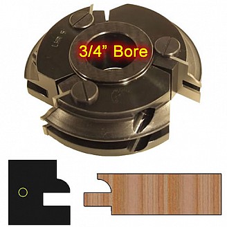 Left Hand (LH) Rail Cutter Head with 3/4" Bore and Insert Knives with Profile #1