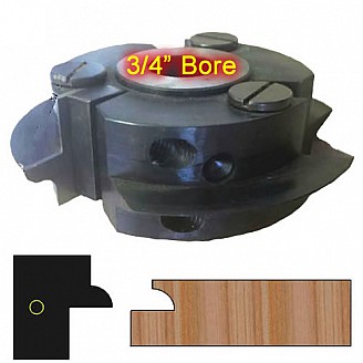 Left Hand (LH) Rail Cutter Head (Glass Doors) with 3/4" Bore and Insert Knives with Profile #1
