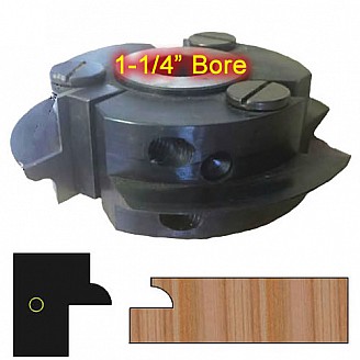 Left Hand (LH) Rail Cutter Head (Glass Doors) with 1-1/4" Bore and Insert Knives with Profile #1