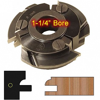 Left Hand (LH) Stile Cutter Head with 1-1/4" Bore and Insert Knives with Profile #1 Left Hand (LH) Stile Cutter Head with 1-1/4" Bore and Insert Knives with Profile #1