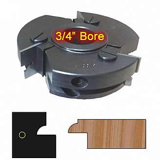 Left Hand (LH) Stile Cutter Head (Glass Doors) with 3/4" Bore and Insert Knives with Profile #1