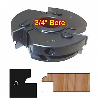 Left Hand (LH) Stile Cutter Head (Glass Doors) with 3/4" Bore and Insert Knives with Profile #1 (Eased Edges for Stain Relief)