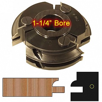 Right Hand (RH) Rail Cutter Head with 1-1/4" Bore and Insert Knives with Profile #1 Right Hand (RH) Rail Cutter Head with 1-1/4" Bore and Insert Knives with Profile #1