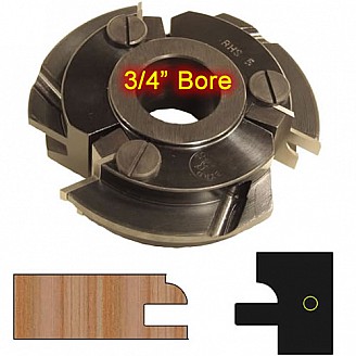 Right Hand (RH) Stile Cutter Head with 3/4" Bore and Insert Knives with Profile #1 Right Hand (RH) Stile Cutter Head with 3/4" Bore and Insert Knives with Profile #1