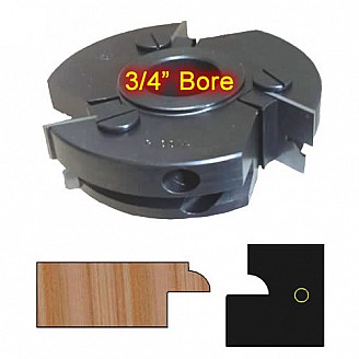 Right Hand (RH) Stile Cutter Head (Glass Doors) with 3/4" Bore and Insert Knives with Profile #1 Right Hand (RH) Stile Cutter Head (Glass Doors) with 3/4" Bore and Insert Knives with Profile #1