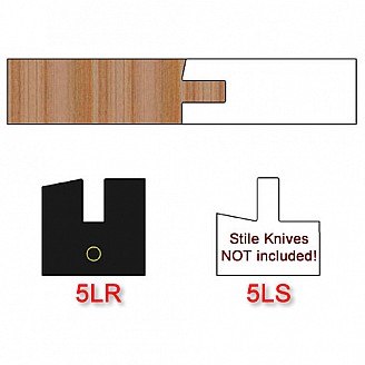 Left Hand (LH) Rail Insert Knife (Centered) for Shaker Style Cabinet Doors Profile #5 with 12 Degree Angle (Single Knife)