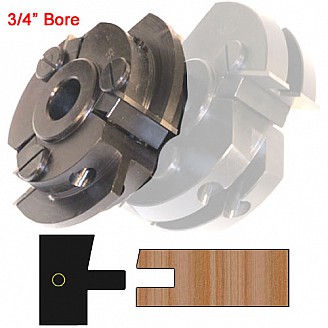 Centered Stile Cutter Head (Shaker Style) with 3/4" Bore and Insert Knives with Profile #5LS (with 12 Degree Angle)
