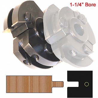 Centered Rail Cutter Head (Shaker Style) with 1-1/4" Bore and Insert Knives with Profile #5 (with Eased edges for Stain Relief) Centered Rail Cutter Head (Shaker Style) with 1-1/4" Bore and Insert Knives with Profile #5 (with Eased edges for Stain Relief)