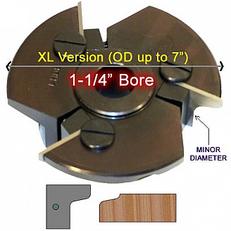 Door Edge Heads with Inserts DE1LH, 1-1/4" Bore, Left Hand (LH) XL: OD up to 7"