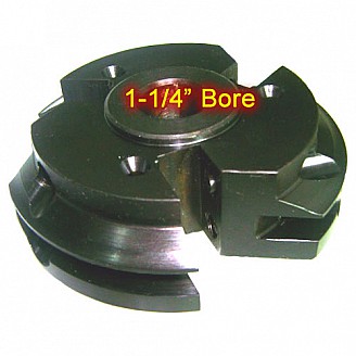 Right Hand (RH) Rail Cutter Head with 1-1/4" Bore (without Insert Knives)