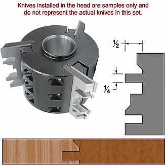 Titan Heavy Duty Insert Head complete with Carbide Knives and Steel Backers; Profile: Bevel #1