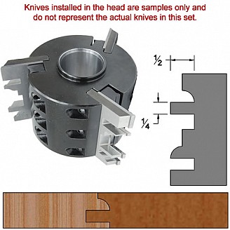 Titan Heavy Duty Insert Head complete with Carbide Knives and Steel Backers; Profile: Crown #1