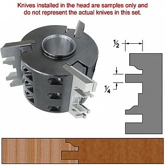 Titan Heavy Duty Insert Head complete with Carbide Knives and Steel Backers; Profile: Ogee #1