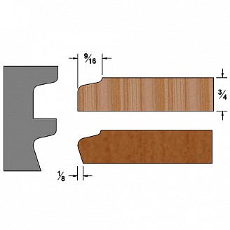 Set of 3 Carbide Insert Knives for Titan Heads: Door Edges, Profile: Combo #1