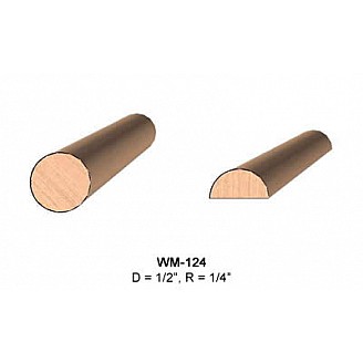 SINGLE Molding Knife for Dowel and Half Round WM-124 (Profile Width: 1/2'') for Woodmaster and similar machines