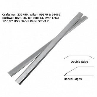 Set of 2 HSS Blades (Double Edge) - Length: 12-1/2", Width: 45/64", Thickness: 1/8"