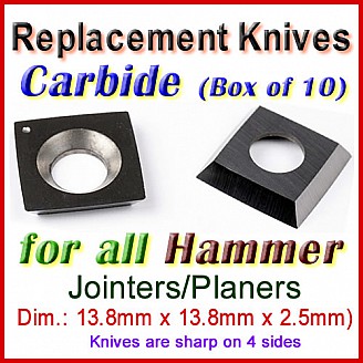 Box of 10 Carbide Insert Knives for all Felder & Hammer Machines with SilentPower Head