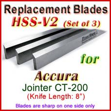 Set of 3 HSS Blades for Accura 8'' Jointer, CT-200