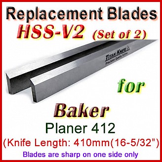 Set of 2 HSS Blades for Baker 16'' Planer, 412 Set of 2 HSS Blades for Baker 16'' Planer, 412