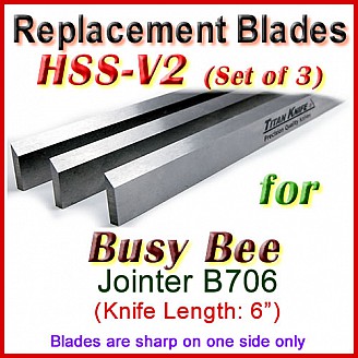 Set of 3 HSS Blades for Busy Bee 6'' Jointer, B706
