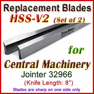 Set of 3 HSS Blades for Central Machinery 8'' Jointer, 32966