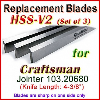 Set of 3 HSS Blades for Craftsman 4'' Jointer, 103.20680