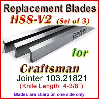 Set of 3 HSS Blades for Craftsman 4'' Jointer, 103.21821