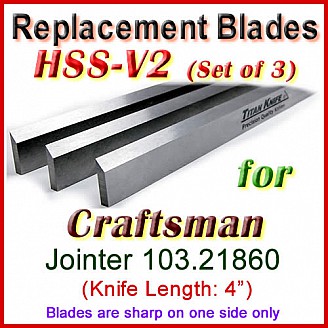 Set of 3 HSS Blades for Craftsman 4'' Jointer, 103.21860