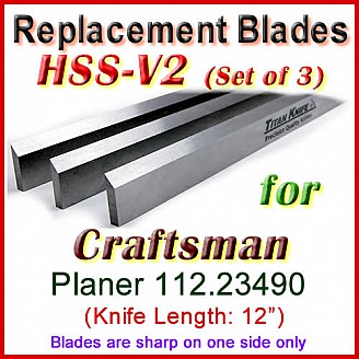 Set of 3 HSS Blades for Craftsman 12'' Planer, 112.23490