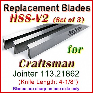 Set of 3 HSS Blades for Craftsman 4'' Jointer, 113.21862