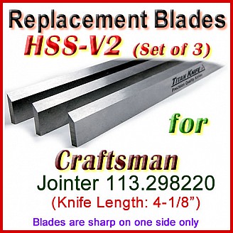 Set of 3 HSS Blades for Craftsman 4'' Jointer, 113.298220