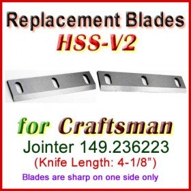 set of 2 HSS Sears Craftsman 149-236223 4-1/8" Jointer/Planer Blades/Knives 