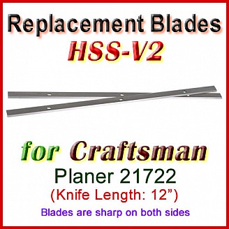 Set of 2 HSS Blades for Craftsman 12'' Planer, 21722