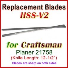 Set of 2 HSS Blades for Craftsman 12-1/2'' Planer, 21758