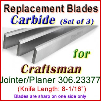 Set of 3 Carbide Blades for Craftsman 8'' Planer, 306.23377