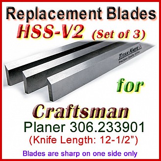 Set of 3 HSS Blades for Craftsman 12'' Planer, 306.233901