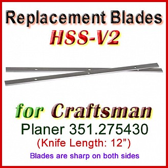 Set of 2 HSS Blades for Craftsman 12'' Planer, 351.275430