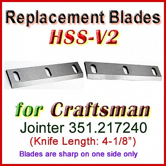 Set of 2 HSS Blades for Craftsman 4'' Jointer, 351.217240