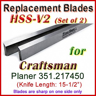 Set of 2 HSS Blades for Craftsman 15-1/2'' Planer, 351.217450