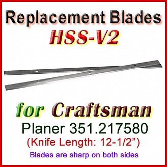 Set of 2 HSS Blades for Craftsman 12'' Planer, 351.217580