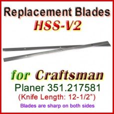 Set of 2 HSS Blades for Craftsman 12-1/2'' Planer, 351.217581
