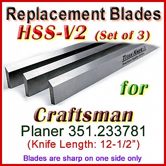 Set of 3 HSS Blades for Craftsman 12'' Planer, 351.233781