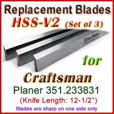Set of 3 HSS Blades for Craftsman 12-1/2'' Planer, 351.233831