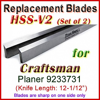 Set of 2 HSS Blades for Craftsman 12-1/2'' Planer, 9233731