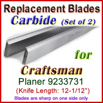 Set of 2 Carbide Blades for Craftsman 12-1/2'' Planer, 9233731