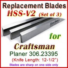 Set of 3 HSS Blades for Craftsman 12-1/2'' Planer, 306.23395