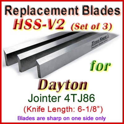 Set of 3 HSS Blades for Dayton 6'' Jointer, 4TJ86
