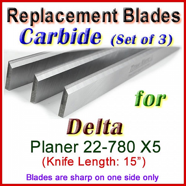 Set Of 3 Carbide Blades For Delta 15 Planer 22 780 X5
