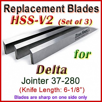 Set of 3 HSS Blades for Delta 6'' Jointer, 37-280 Set of 3 HSS Blades for Delta 6'' Jointer, 37-280