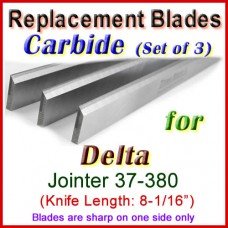 Set of 3 Carbide Blades for Delta 8'' Jointer, 37-380